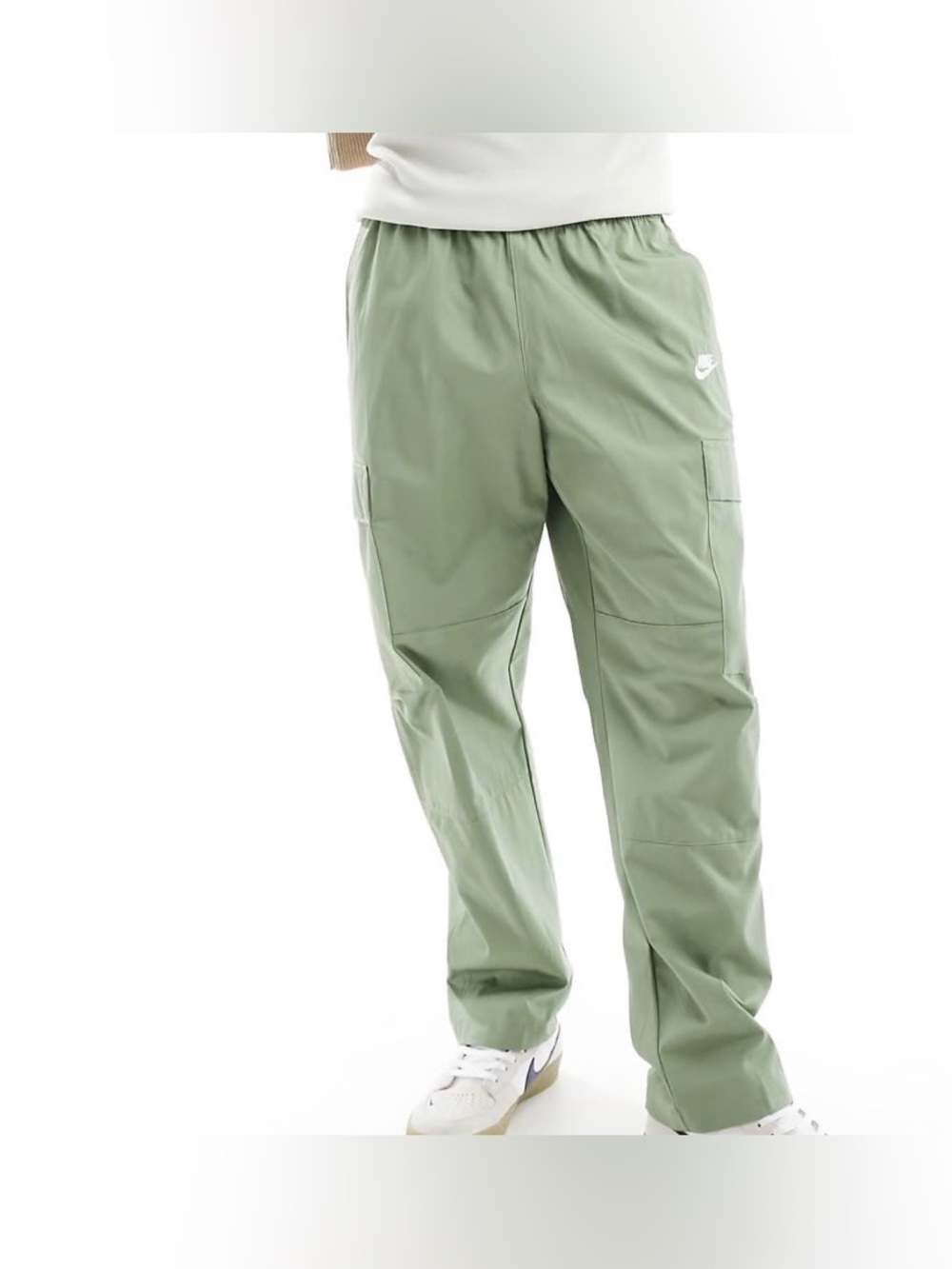 Nike Club Woven Pants Mens Green Taper Leg Drawstring Track Size S Activewear